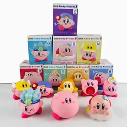 Blind Box äkta Kirby Friends 2 3 Food Play Blind Box Mestery Box Anime Game Figures Bil Decoration Cake Decor PVC Doll Toys T240506