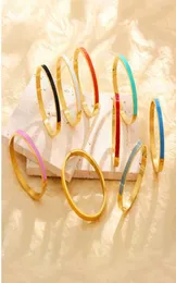 Pulseiras de pulseiras de aço thintitanium de 46 mm Gotas de cola de colorido Jóias de fivela de fivela de moda de esmalte colorido7863101