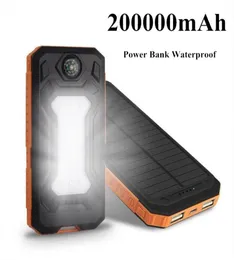 Power Bank Waterproof 200000mAh med två USB -solladdare fall Universal Model Batteries8202045