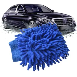 Handskar Multius Biltvätthandskar Chenille Waterproof Mitt Soft Mesh Back Double -Faced Glove Mitt Wax Detailing Brush Car Cleaning Tool