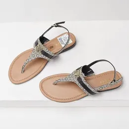 Nuovi sandali femminili Stampa di moda Fashion Clip Sandali casual piatti a forma di T