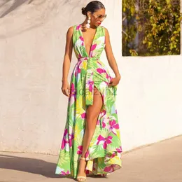 Sukienka designerska Summer Nowy damski druk szyi w talii Duża sukienki z paskiem huśtawkowym sukienki plus size