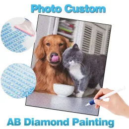 Craft HUACAN Custom AB Diamond Painting Photo Full Drill 5D Diamond Mosaic Embroidery Hobby Birthday DIY Gift