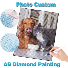 Craft Huacan Custom AB Diamond Målning Foto Full Drill 5D Diamond Mosaic Embroidery Hobby Birthday Diy Gift