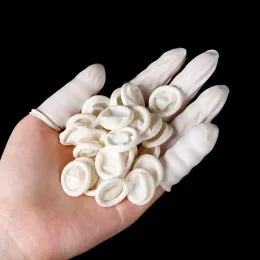 Eldivenler 100 adet tek kullanımlık parmak kapağı Doğal kauçuk eldivenler kaymaz antistatik lateks parmak karyolaları parmak uçları koruyucu eldivenler