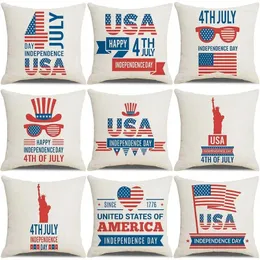 Kudde USA Independence Day Cover för stol sovrum Dekorativ kudde mjuk kuddfästen Tillbehör Hem SOFA DECOR 45 45CM