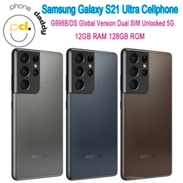 أصلي Samsung Galaxy S21 Ultra 5G G998B/DS الإصدار العالمي غير المحدود 6.8 "Octa Core 12GB Ram Snapdragon 888 128GB Sim Mobilephone