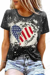 T-shirt femminile bandiera americana T-shirt con stampa 3d Donne Fashion Fandiera USA T-Shirts Vintage Thirt Casual Short Sle Tops Tee Lady Tshirt Distress D240507