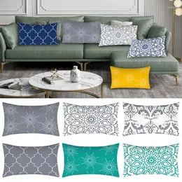 Kudde 30x50 Polyesterkudde geometri täcker dekorativ soffa midja s kuddtäcke heminredning gula blå fall
