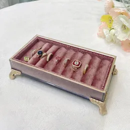Torebki biżuterii Display Tray Gift Slots Kobiet Pierścienie Organizator pudełkowy stojak na kolczyki naszyjniki bransoletki pokazują dekoracje