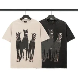الكلب الطباعة الرجعية قصيرة الأكمام رجالي tshirts harajuku hip hop القطن كبير الحجم كبير المحملات ملابس فضفاضة غير رسمية