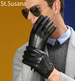 Stsusana 2018 Autumn Winter Male Pu Leather Glovesファッションタッチスクリーングローブ暖かい冬の手袋ゆるい車の運転ミトンS1025884889
