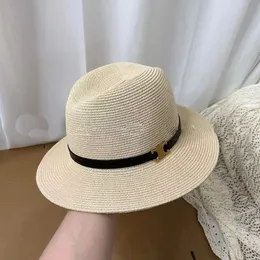 Designer Coppia di paglia Cappello semplice Panama Hat Seaside Retro Womens Cappello da sole Solido Cappelli da spiaggia