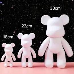 Miniatures DIY Painting Creative Fluid Violent Bear White Blank Mold Doll Figurine Toys Bearbrick Gifts Graffiti Painting Home Decoration