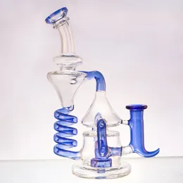 Glass Spring Coil Tornado Water Bong Recycler Hookah Percolator Bubbler Smoking Pipe Filter with 14mm Male Tobacco Bowl Dab Rig