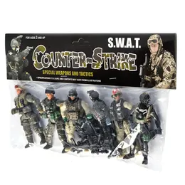 6 PCS/세트 SS05-2 PVC 미니 카운터 스트라이크 SWAT 군인 액션 그림 4 인치 10cm PVC 장난감 무기 액세서리가있는 군사 인형 240430