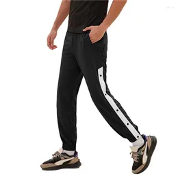 Men's Pants Men Casual Sweatpants Mulicolor Polyester Sports With Pocket Side Button Elastic Waist Trousers