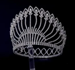 Grande Círculo de Tiaras Round Full Round para Miss Beauty Concurso Coroa Auatrian Rhinestone Crystal Hair Acessórios para shows de festa 4159686