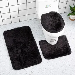 Yastık banyo halı tuvalet kapağı Mikrofiber emici kaymaz kârlı Mat Üç Parçalı Set U-şekilli 40 45 Kapı 80