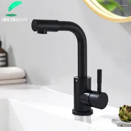 Banyo lavabo muslukları shbshaimy siyah havza musluğu tek delikli tutamak ve soğuk su karıştırıcı için musluk