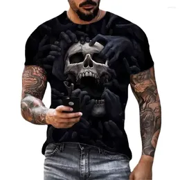 Men's T Shirts 2024 Summer Street Casual Loose Creative Horror Large Size Short Sleeve Fitness Daily Streetwear Skull Print 3D T-shirt