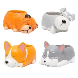 Feeders Cute Cartoon Dog Succulent Planters Resin Flower Pot for Home Tabletop Decor Various Styles Available