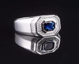 Tamanho 8910111213 Men039s Luxo 925 Soldando a safira azul prateada anéis de noivado anel de bela de casamento Jóias Jewelry Boys J19070770662346155680
