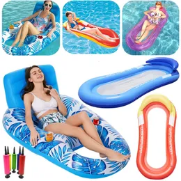 Verão inflável Flutuante Hammock Water Sports Pool Cadeira Arm Float Air Mattresses Lounge Bed Swimming Tat Outdoor 240506