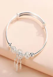 Yhamni Original 925 Sterling Silver Dreamcatcher Bracelet With Feather Tassel Pendant Round Beads Charm Bracelets for Women9948474