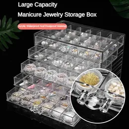 Caixas de armazenamento BINS Caixa de strass de acrílico de acrílico de grade com jóias de jóias de várias capacidade Organizador de visor Q240506