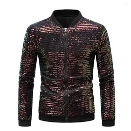 Giacche da uomo maschile paillettes o oro luccicanti e cappotti Disco Disco Party Baseball Bomber Baseball Jacke