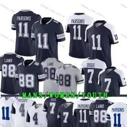 11 Micah Parsons CeeDee Lamb Football Jerseys Dak Prescott Trevon Diggs DeMarcus Lawrence Leighton Vander Esch Tony Pollard Emmitt Smith Mens Women Youth Kids