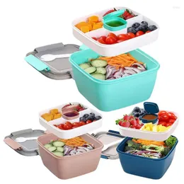 Servis lunchbehållare med 3 fackfack Safe Bento Box Big Salad Bowl Dressing