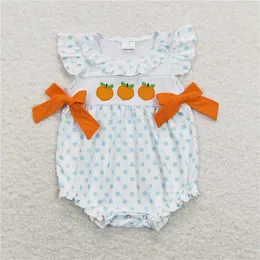 Set di abbigliamento Summer ricamato arancione arancione arancione manica corta e pantaloncini a strisce bianche match di ragazze per bambini stili Rts pagliaccio