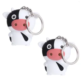 Keychains 2Pcs Car Key Ring Glowing Sounding Cow Pendants (Round Buckle)