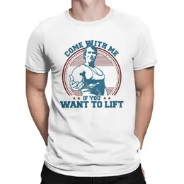 T-shirts masculinos vêm comigo se você quiser levantar camisetas de camisetas de homens Arnold Schwarzenegger Musculation t strtwear t240506