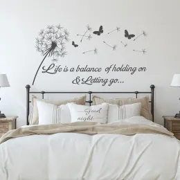 ملصقات Dandelion Wall Mecal QUOTE LIFE هي توازن في التمسك والترك شارات الجدار الملهمة فينيل Lving Decor Z992