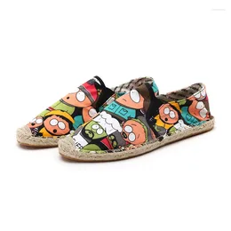 Casual Shoes Men Canvas Flats Heels Cartoon Linen Male Espadrille Fisherman Boys Plimsolls Loafers Driving Designer