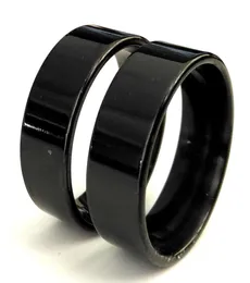 50pcs Black ComfortFitfit de 8mm Ring Man Women Classic Classic Finger Ring 316L Jóias de aço inoxidável Tamanhos de jóias variados