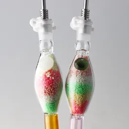 10 mm glas lysande färgad sandnektarsamlare med rostfritt stål spets för dab halm kit glas bongs oljeriggar rökrör rökning tillbehör