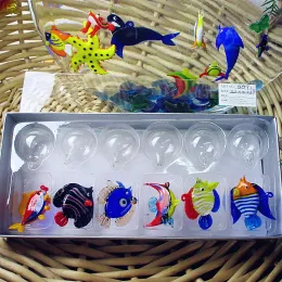 Esculturas de vidro flutuante aquário de peixe mini peixe estatueta manuada lâmpada de peixe de vidro que trabalha com vidro em miniatura de peixe soprado