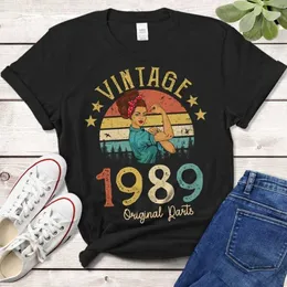 Frauen T-Shirt Retro 1989 Original T-Shirt für 35. Geburtstagsgeschenk kreative Mädchen Mutter Frau Tochter Retro T-Shirt Clothingl2405