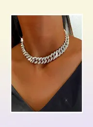 BYNOUCK Miami Cuban Link Chain Gold Silver Color Choker Female Iced Out Bling Rhinestone Necklace HipHop Jewelry221z8230961