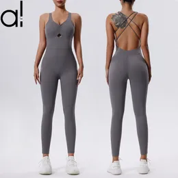 AL Yoga Jumpsuits Women's Bodysuit Dance Tight Breathable Aerial Exercise Integrated Hip-lift Quick-dry Fitness Suit Beautiful Back Tank Tops Running Pants