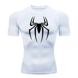 Camisetas masculinas novas camisa de compressão Men Gym Super Hero Sport Running T-shirt Rashgard Tops T camiseta rápida seca curta SLVE para homens T240506