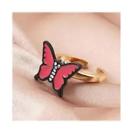 Pierścienie zespołowe Pierścień lęku dla kobiet Fidget Jewelry Butterfly Daisy Bead Anti Spinner Teens Girls 2022 Drop dostawa dheq8