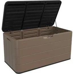 Förvaringslådor BINS HESCIN DECK BOX LOCKABLE 85 gallon med lock utomhus trädgård förvaring vattentät 10,5 kubikfot Q2405061