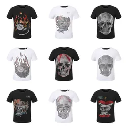 Philipe Plein T-shirts Brand de luxo Moda masculina Design original Round Round Pescoço curto Skull PP Classic Top Cotton Rhinestone Hip Hop Casual Roupos Casual