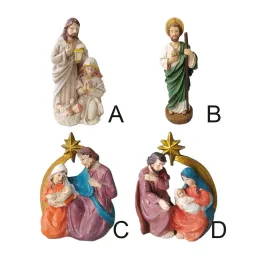 Decor Holy Family Nativity Statues Baby Jesus Figurine Ornament Sculpture Religious Figure for Christmas Church Decor Collectibles