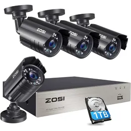 Sistema di telecamere di sicurezza ZOSI 3K Lite con rilevamento del veicolo umano AI, registratore DVR TV HDD HDD, 4x HD 1920TVL 1080P TEMPA CCTV interno/esterno